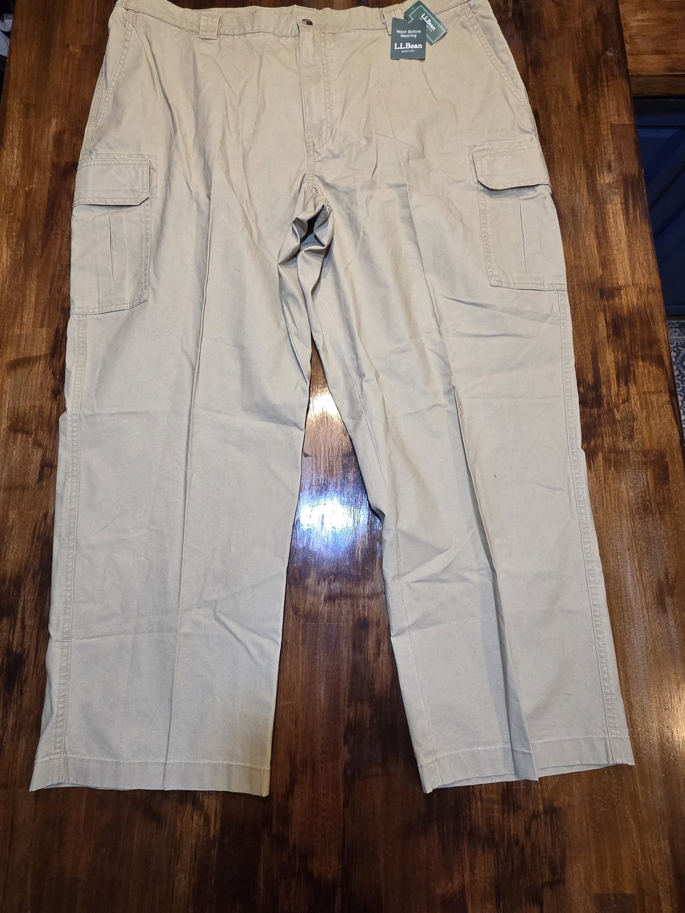LL Bean Cargo Pants Cotton Natural Allagash Khaki Mens Size 44X29 Gorpcore